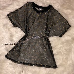 🌟GOLD STAR GLITTER MESH TOP✨